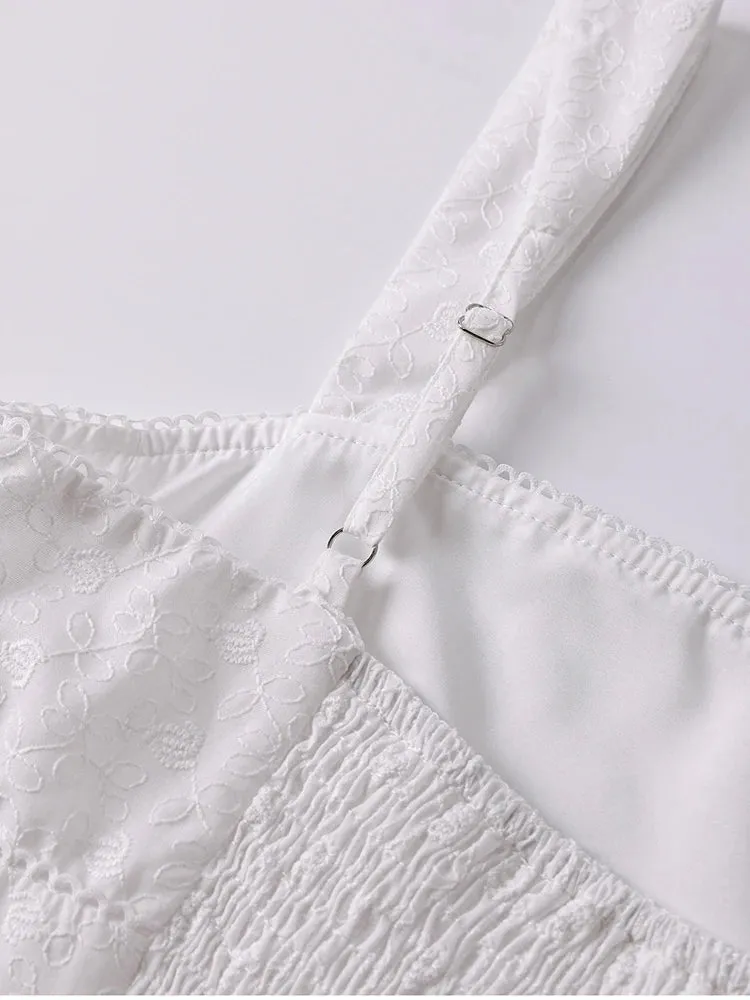 Jacquard Lace Double Layers Ruched Dress