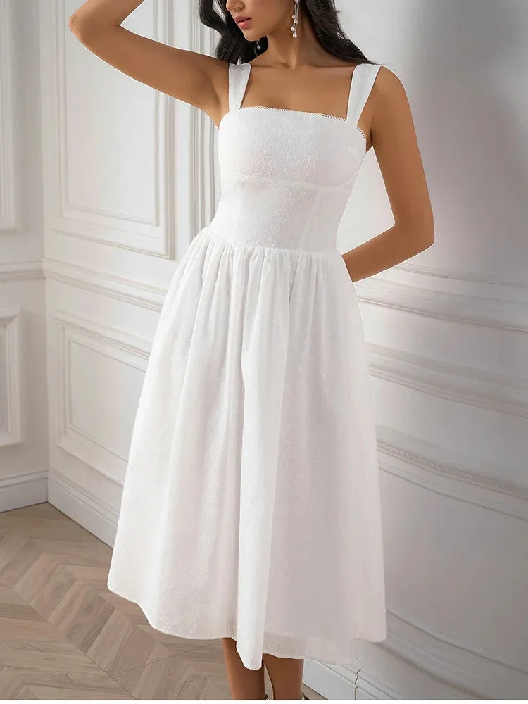 Jacquard Lace Double Layers Ruched Dress