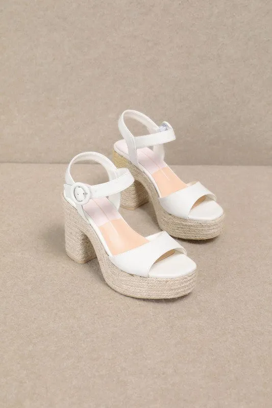 Jana Ankle Strap Espadrille Heels- White