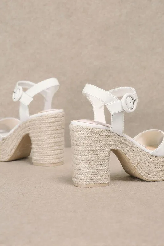 Jana Ankle Strap Espadrille Heels- White