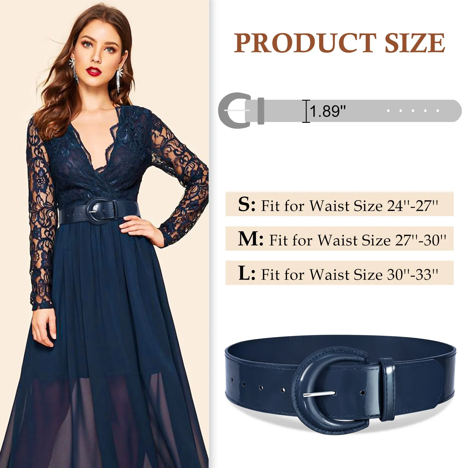 JASGOOD Ladies Fashion Dress Decoration Versatile Wide Girdle Women Stretch Waist Slim Wide Band