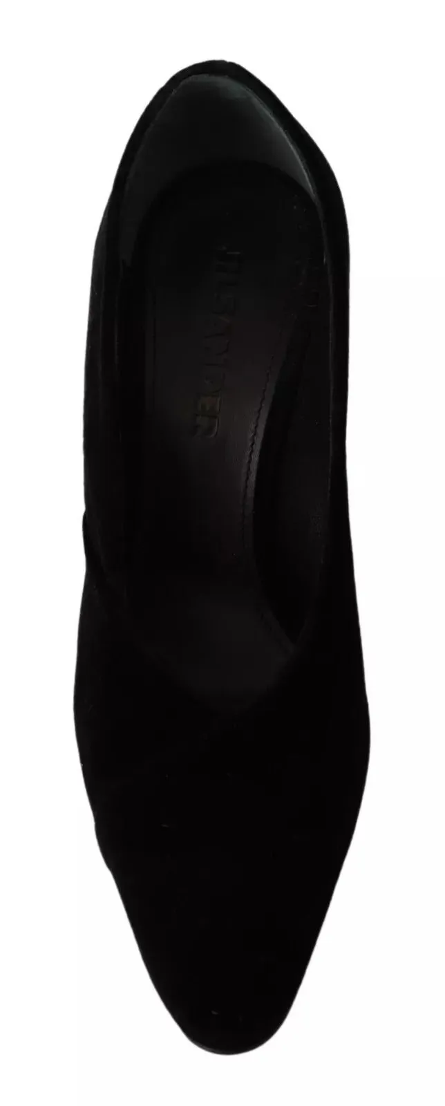 Jil Sander Black Leather Suede Block Heels Pumps Shoes