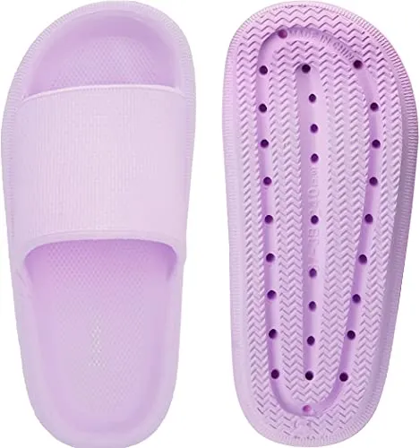 Joomra Womens Shower Slippers Slides Cloud Cushioned for Lady Quick Drying Massage Foam Female Pillow House Indoor Pool Beach Spa House Garden Sandals for Ladies Sandles Purple 40-41