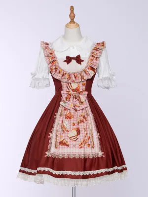 JSK Tea Party Style Picnic Sweet Lolita Dress Polyester Sleeveless Red Lolita Dress
