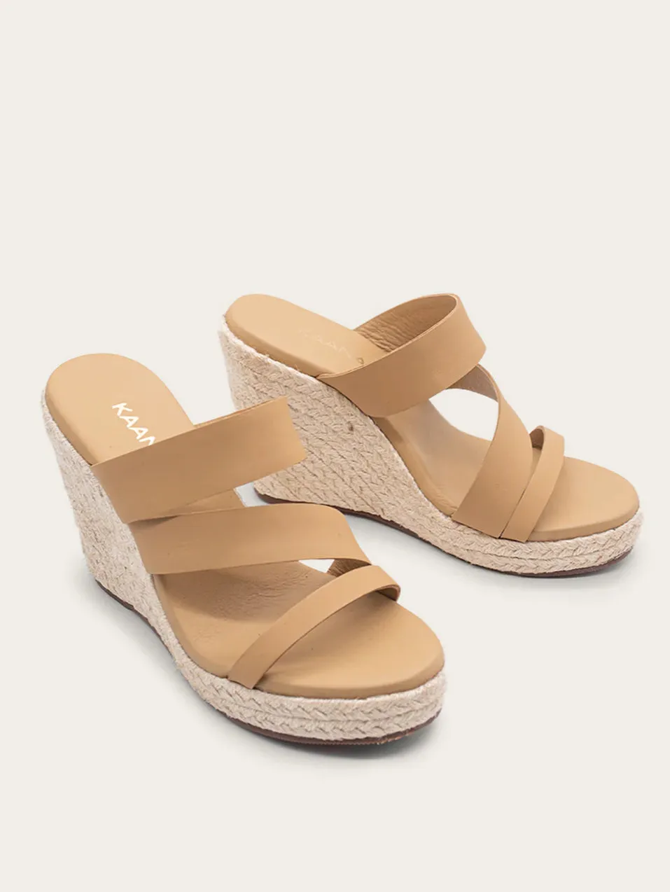 KA064R Monarch Strappy Brown Leather Wedge