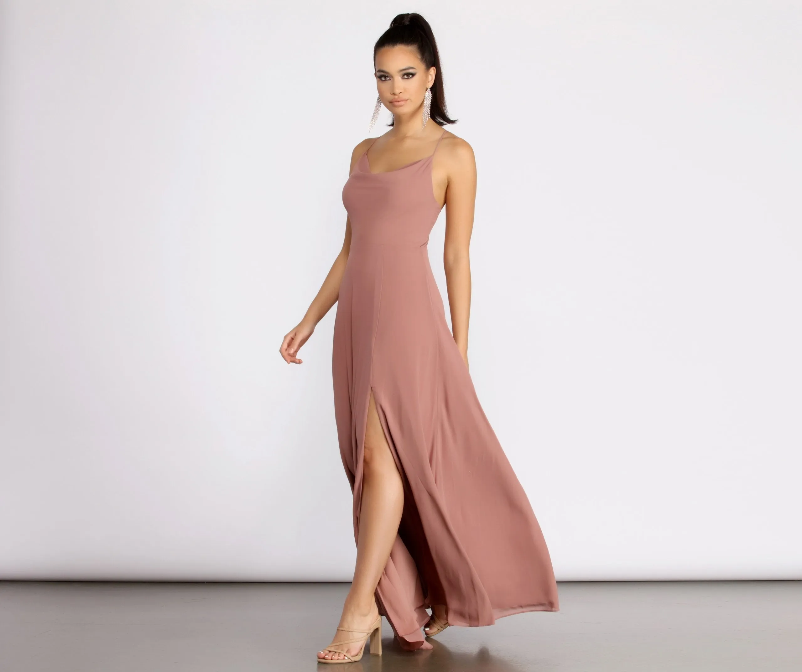 Kai Chiffon Lace Charming Up Back A-Line Dress