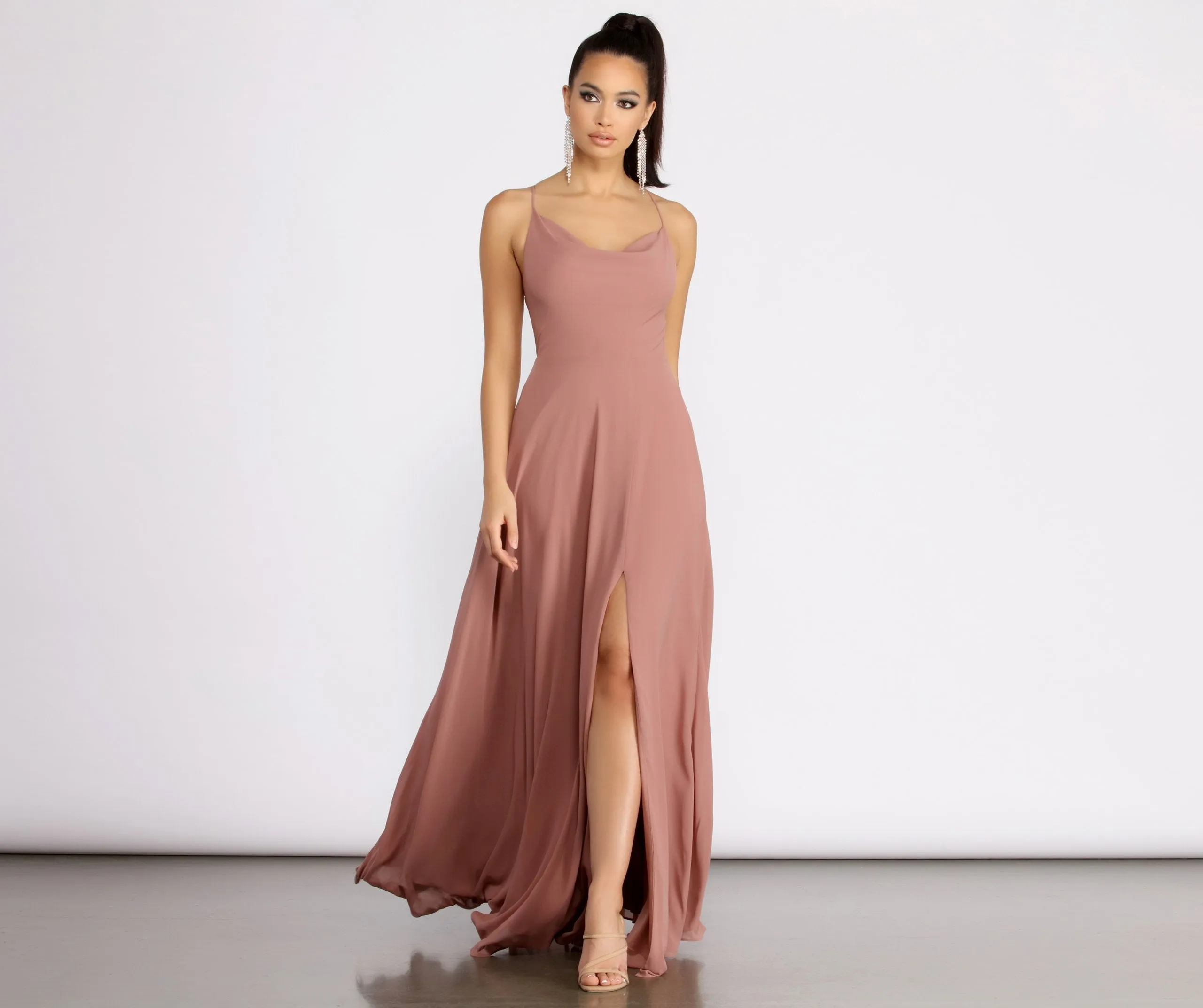 Kai Chiffon Lace Charming Up Back A-Line Dress
