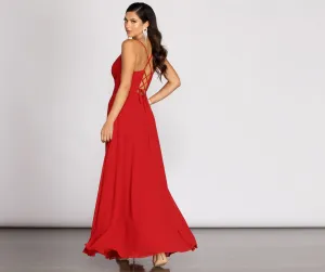 Kai Chiffon Lace Charming Up Back A-Line Dress