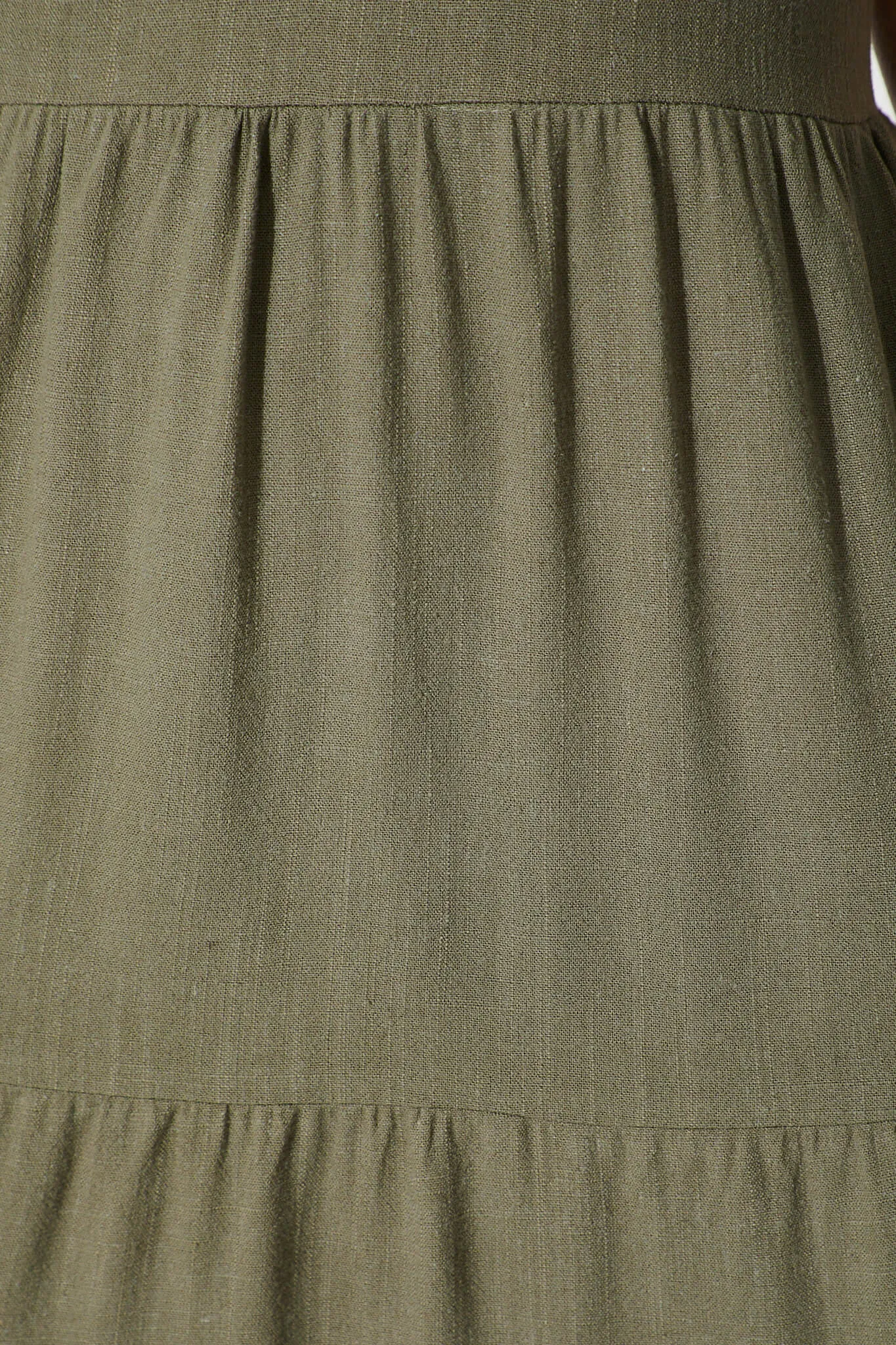 Khaki Linen Blend Midi Sundress for Women