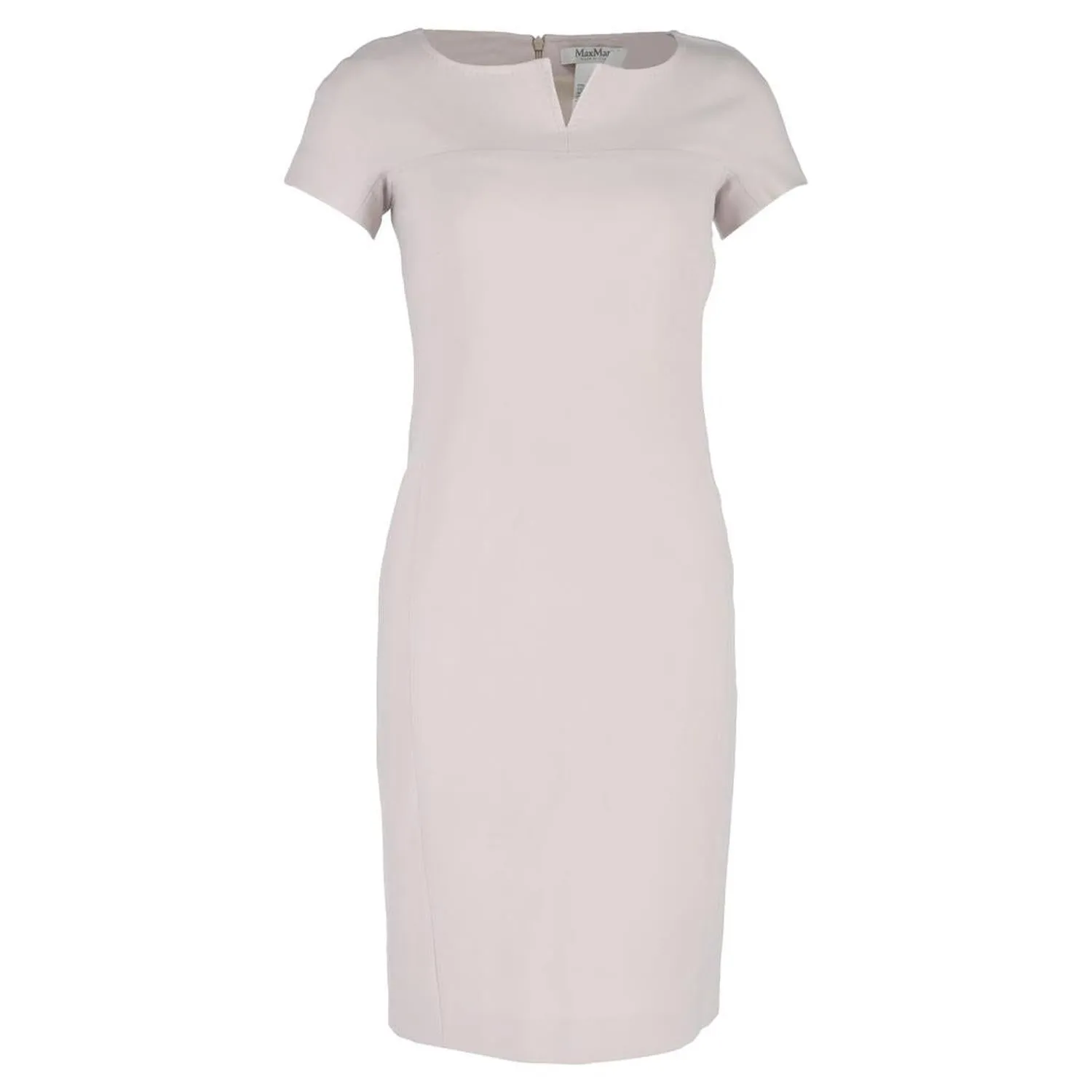 Knee-Length Short Sleeve Bodycon Dress in Light Pink Wool