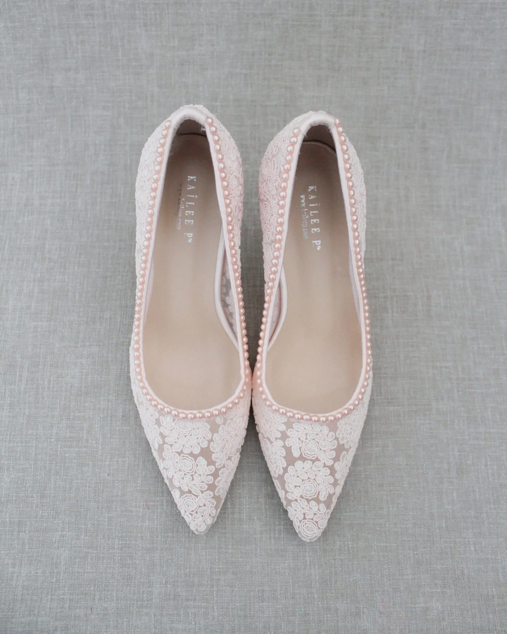 Lace Bridal Pump with Mini Pearls