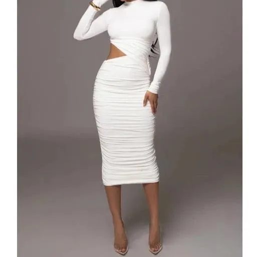 Lacey Cut Out Bodycon Midi Dress