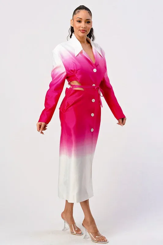 Lala Pink Gradient Trench Coat