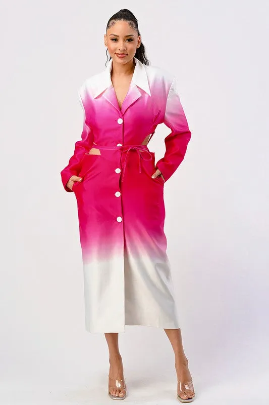 Lala Pink Gradient Trench Coat
