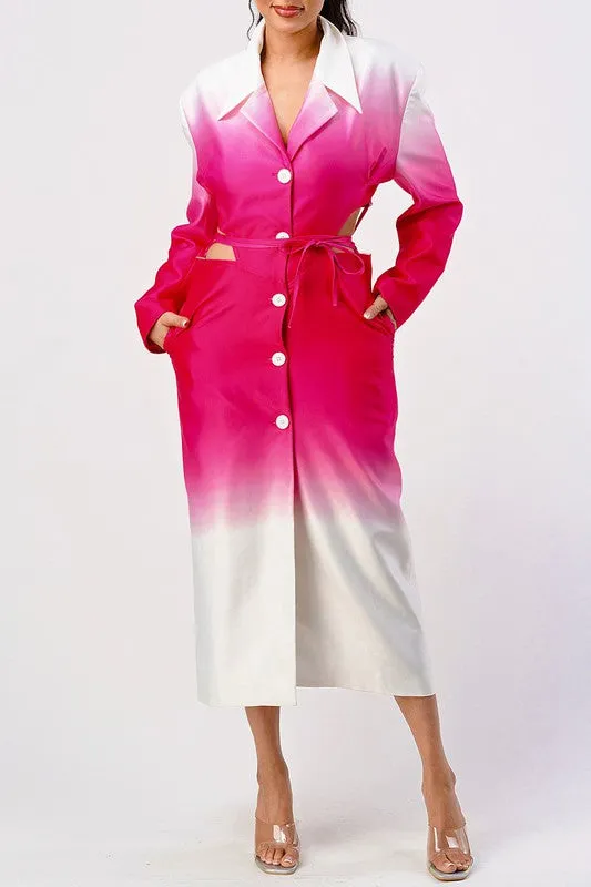 Lala Pink Gradient Trench Coat