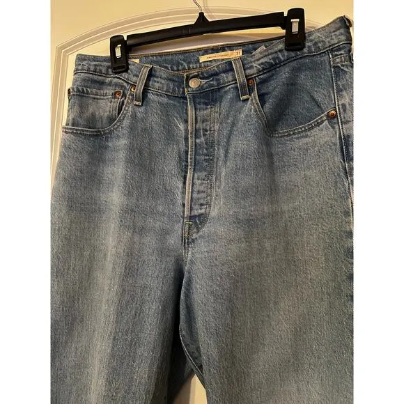 Levi's Ribcage Straight Leg Jeans - Size 31 Blue Wash High Rise Sexy &amp; Flawless