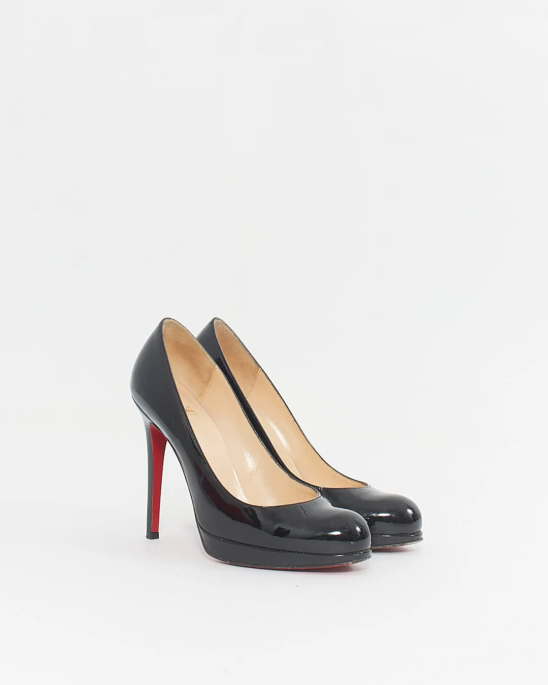 Louboutin Black Patent New Simple 85mm pumps - 36.5