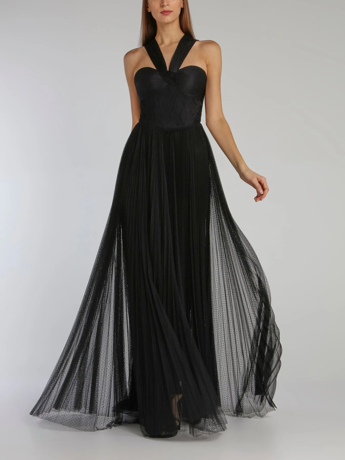 Luciana Black Tulle Maxi Dress