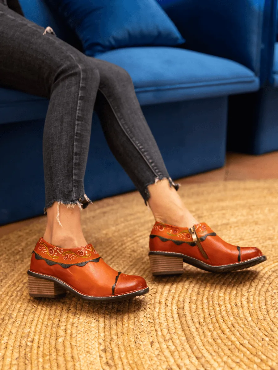 Lumi Floral Ankle Washed Leather Pump