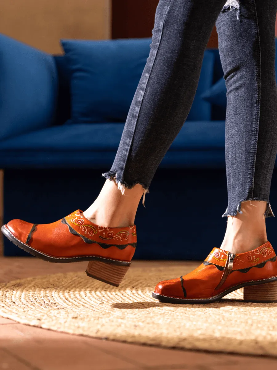Lumi Floral Ankle Washed Leather Pump