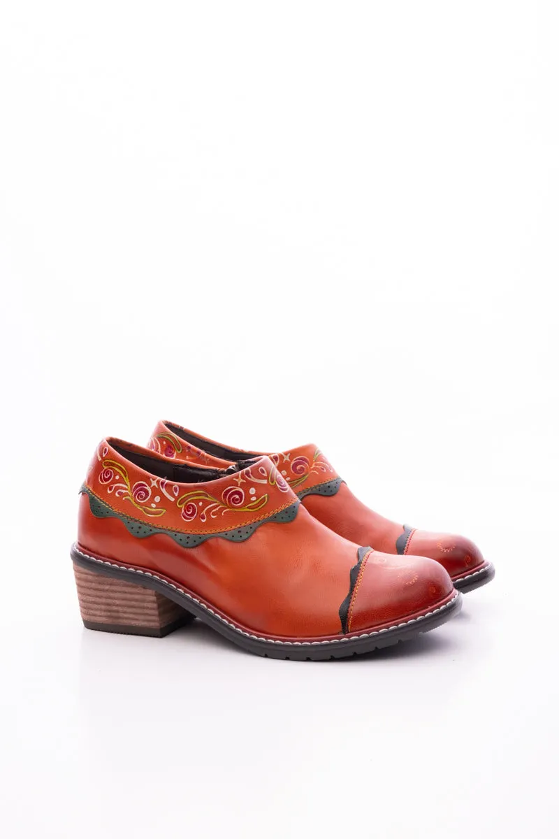 Lumi Floral Ankle Washed Leather Pump