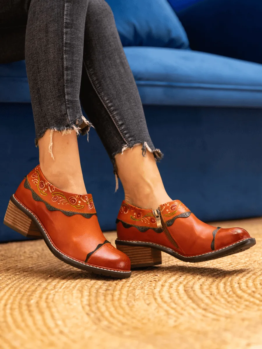 Lumi Floral Ankle Washed Leather Pump