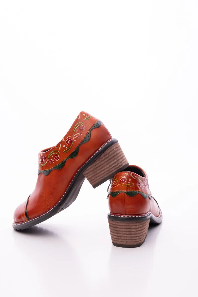 Lumi Floral Ankle Washed Leather Pump