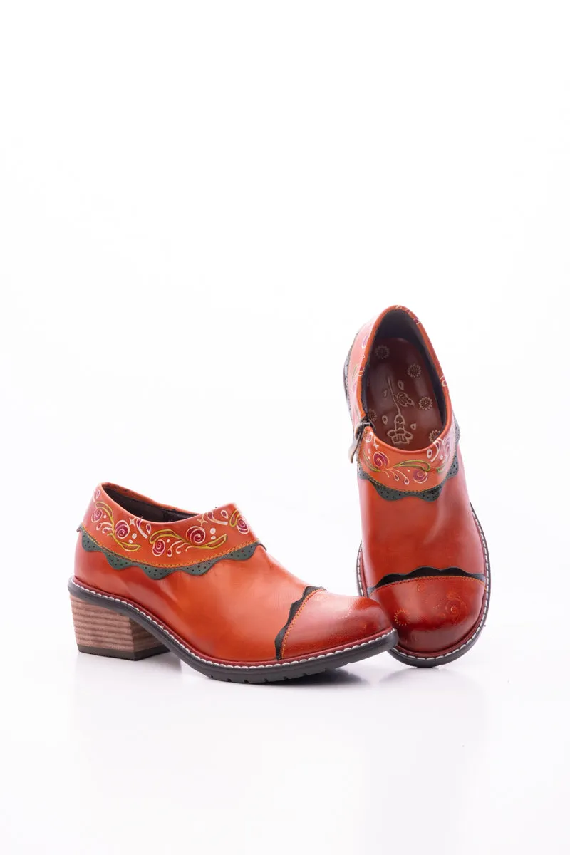 Lumi Floral Ankle Washed Leather Pump