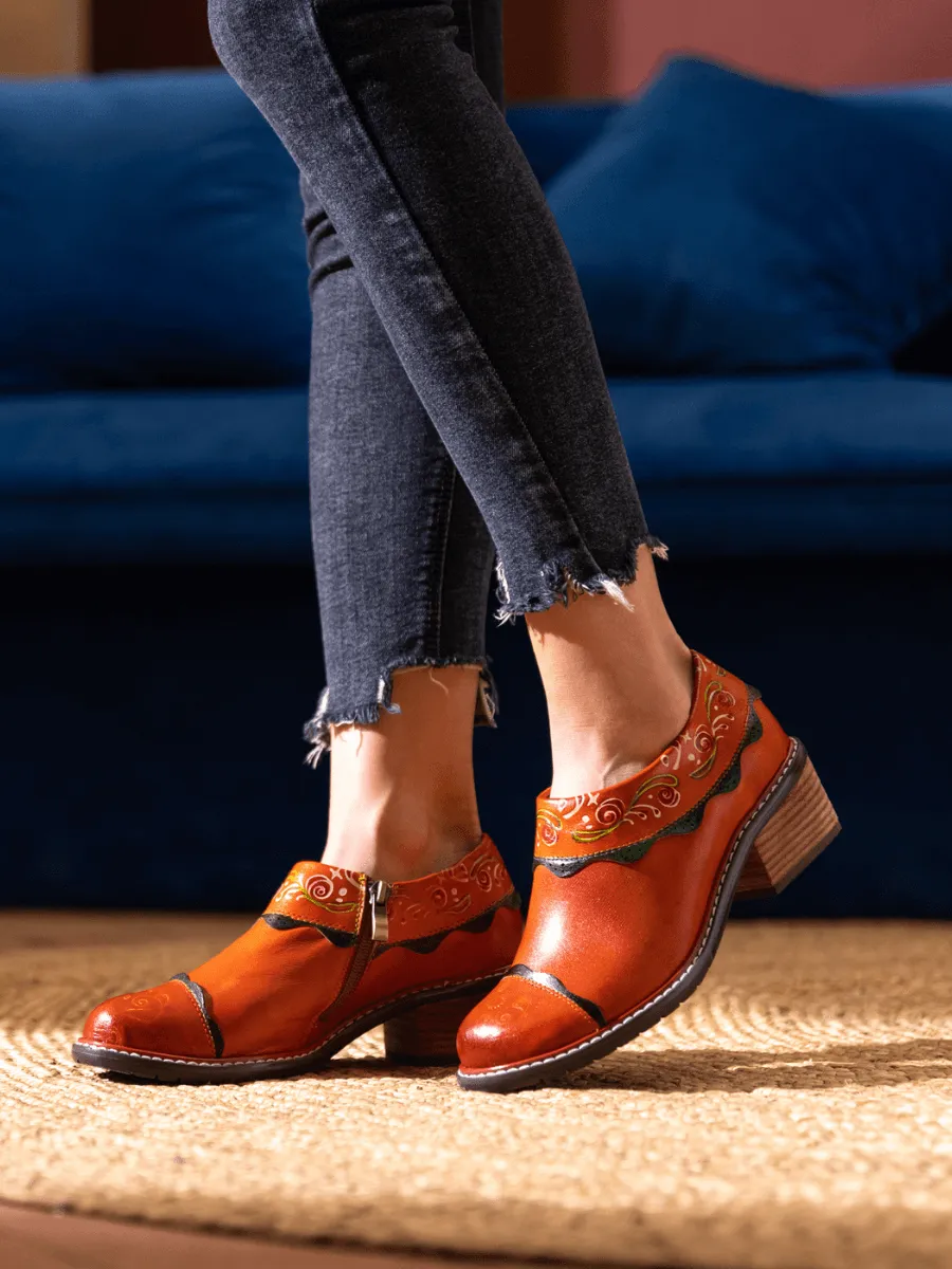 Lumi Floral Ankle Washed Leather Pump