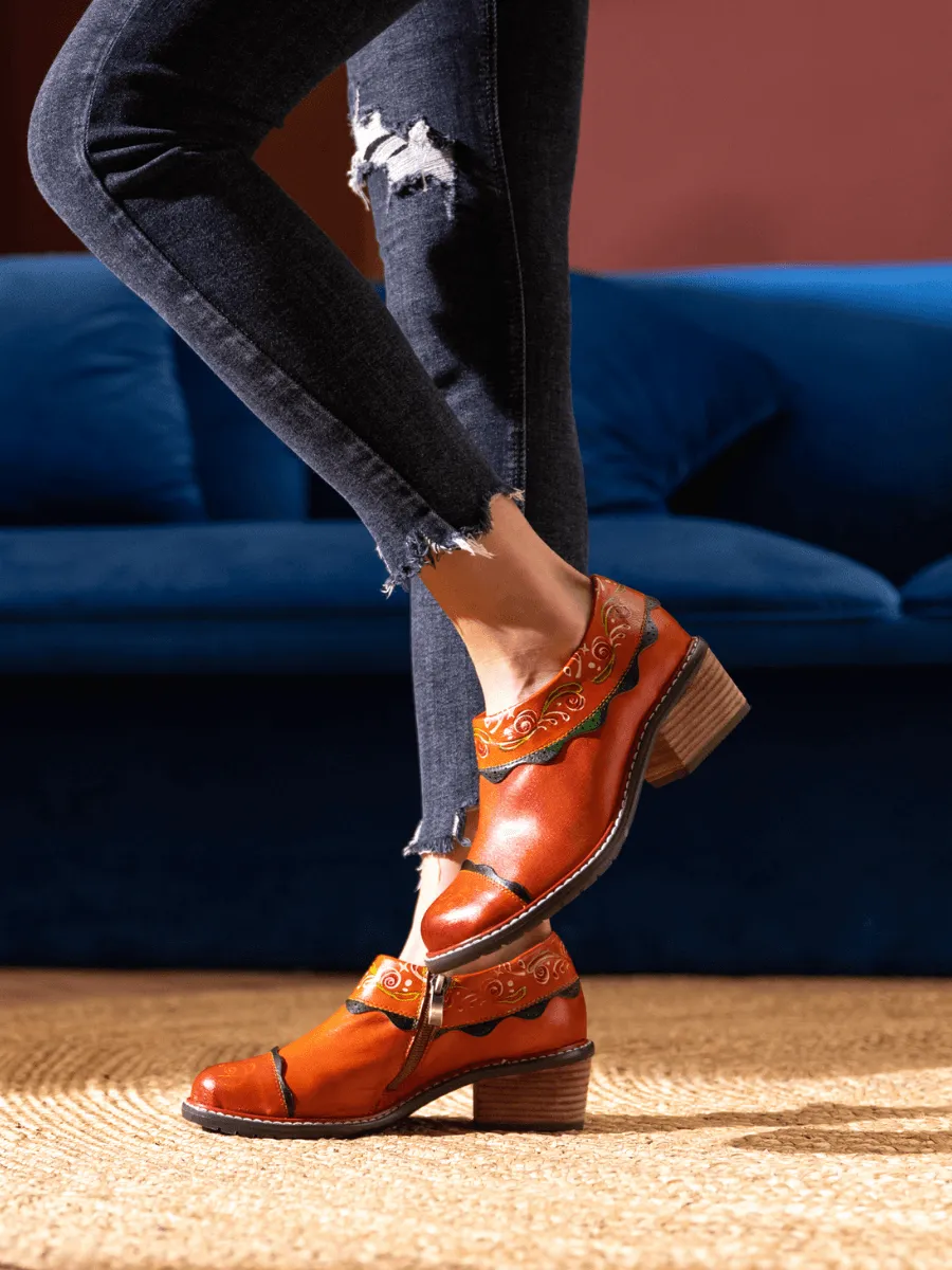 Lumi Floral Ankle Washed Leather Pump