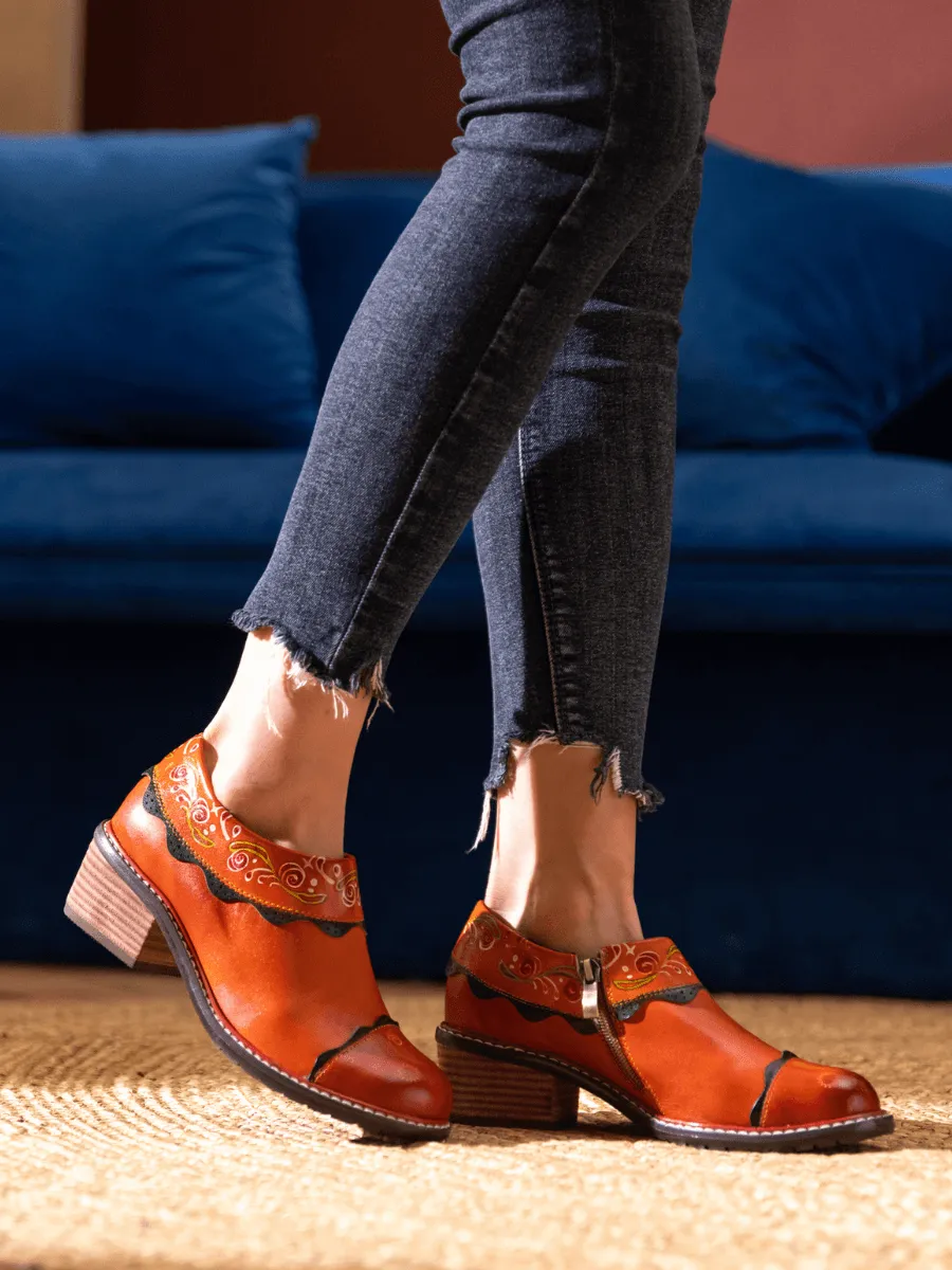 Lumi Floral Ankle Washed Leather Pump