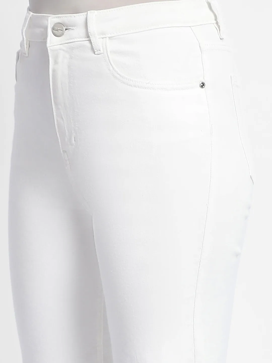 Madame Straight Fit Mid Rise White Jeans