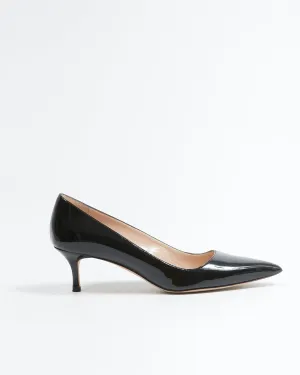 Manolo Blahnik Black Patent Point Toe Pumps - 37