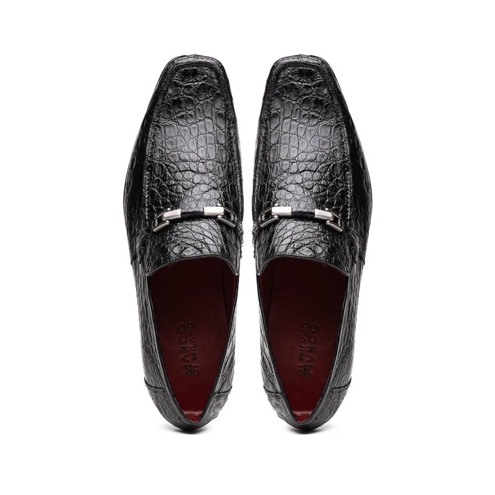 Marco Di Milano Fabro Black Caiman Bit Loafers