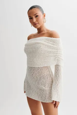 Marisol Off Shoulder Boucle Mini Dress - Ivory