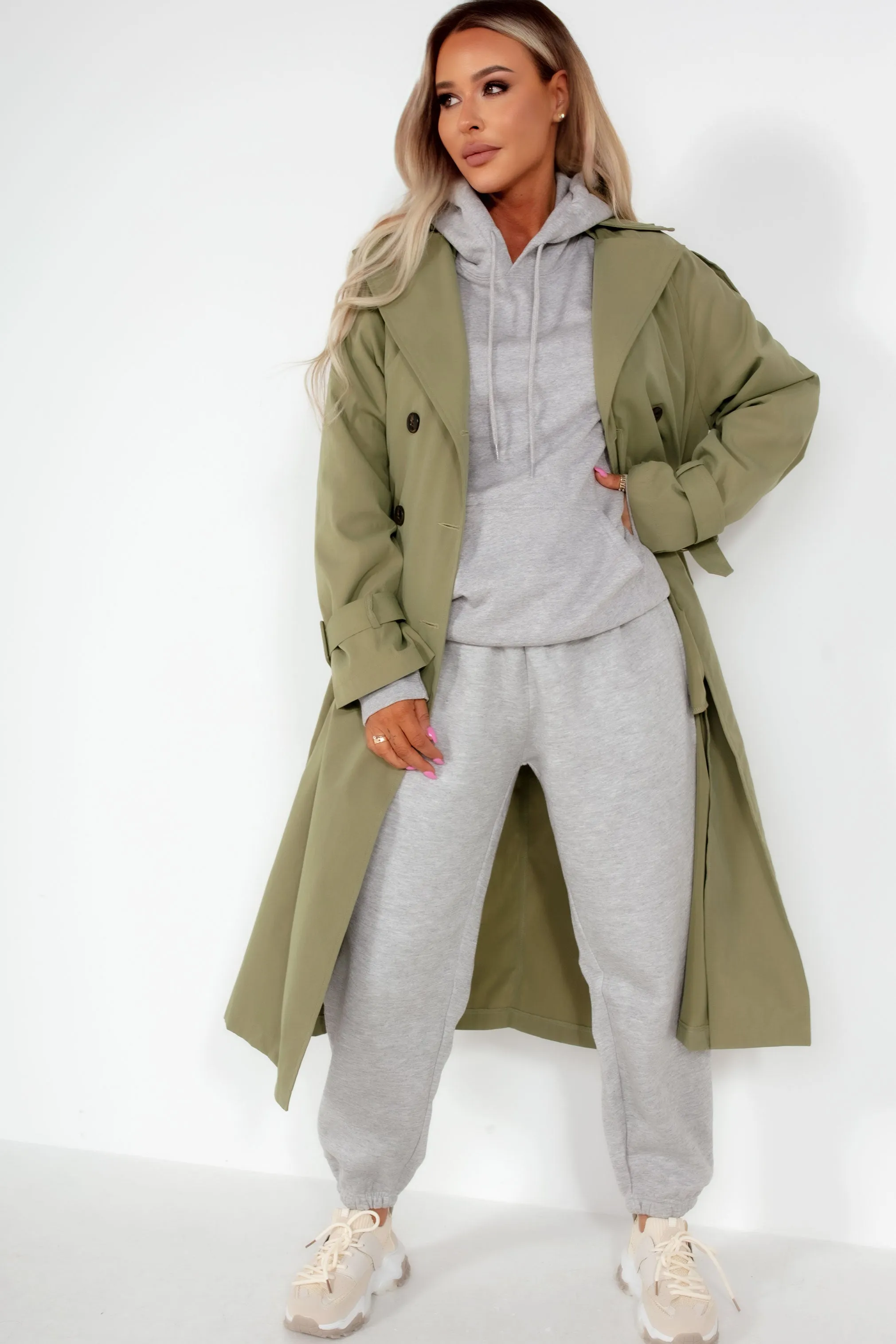 Maude Khaki Oversized Trench Coat
