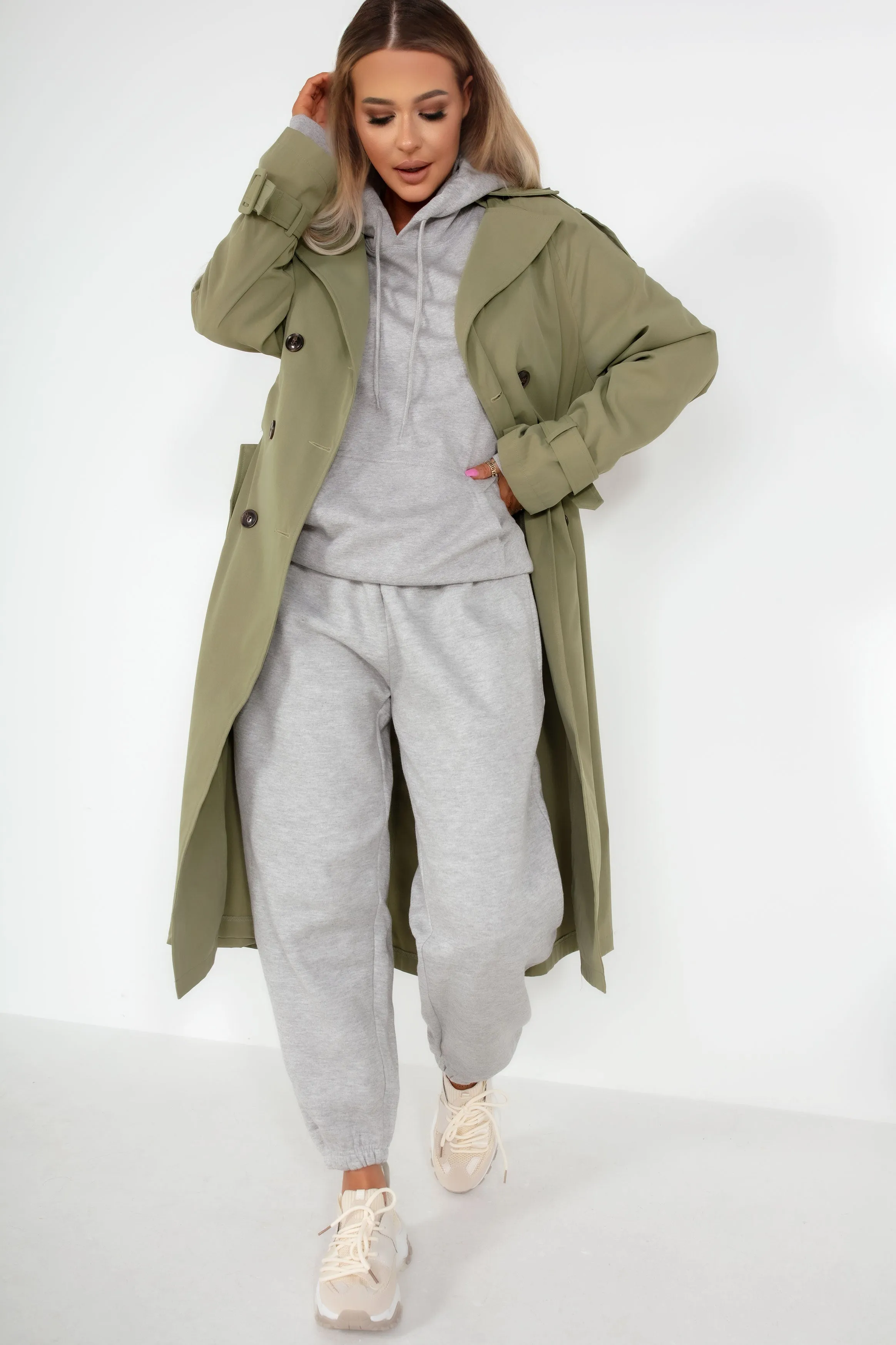 Maude Khaki Oversized Trench Coat