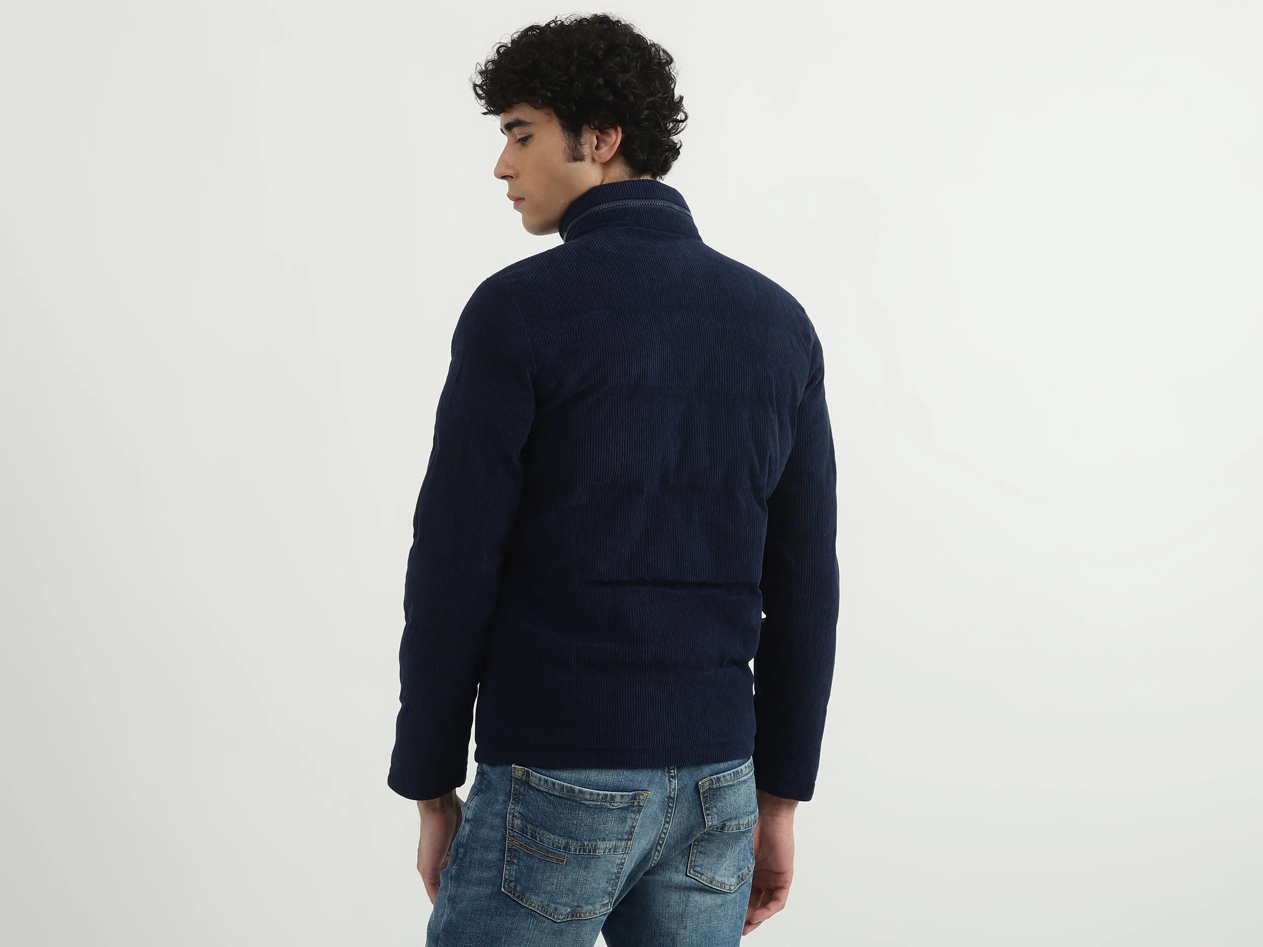 Men Solid High Neck Jacket
