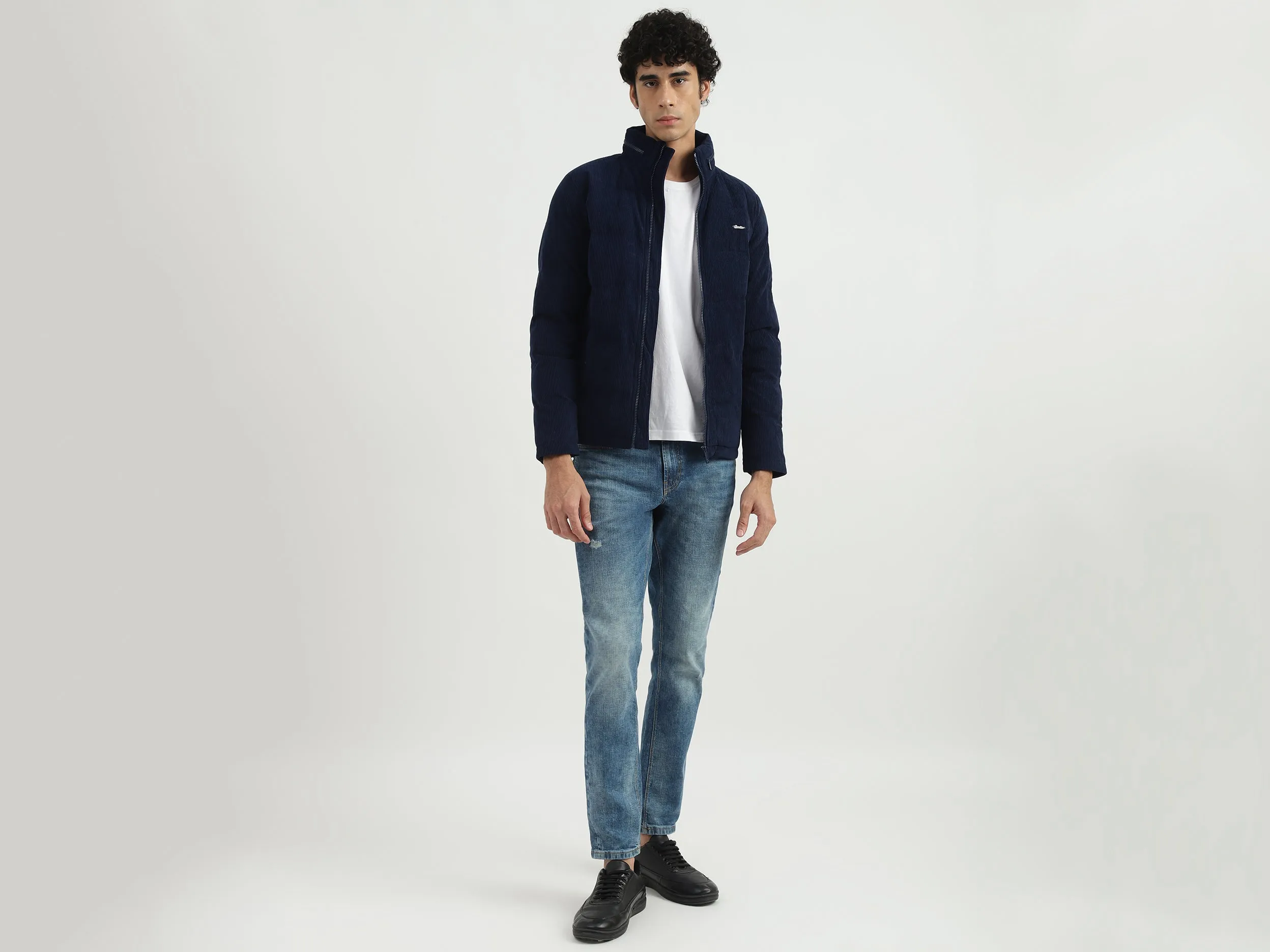 Men Solid High Neck Jacket