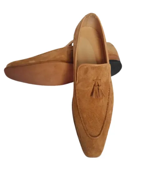 Men's Classic Beige Suede Tassel Loafers
