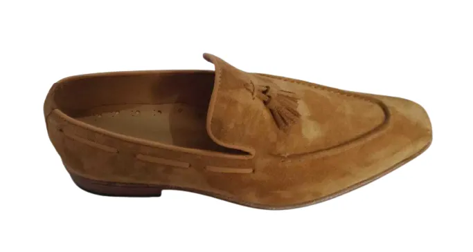 Men's Classic Beige Suede Tassel Loafers