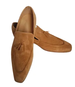 Men's Classic Beige Suede Tassel Loafers