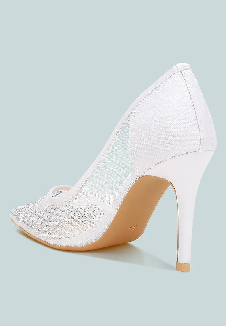 Mesh Rhinestone Stiletto Pumps By RAG
