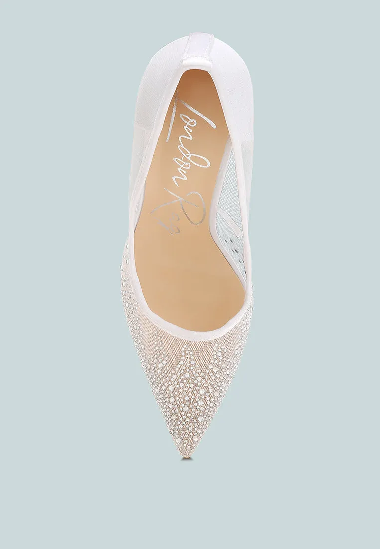Mesh Rhinestone Stiletto Pumps By RAG