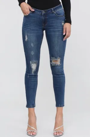 Mid-Waist Distressed Jeans