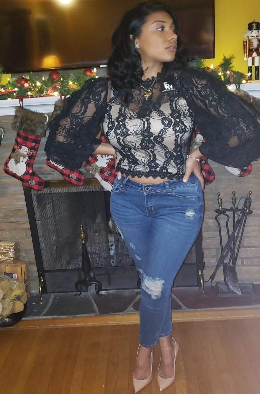 Mid-Waist Distressed Jeans