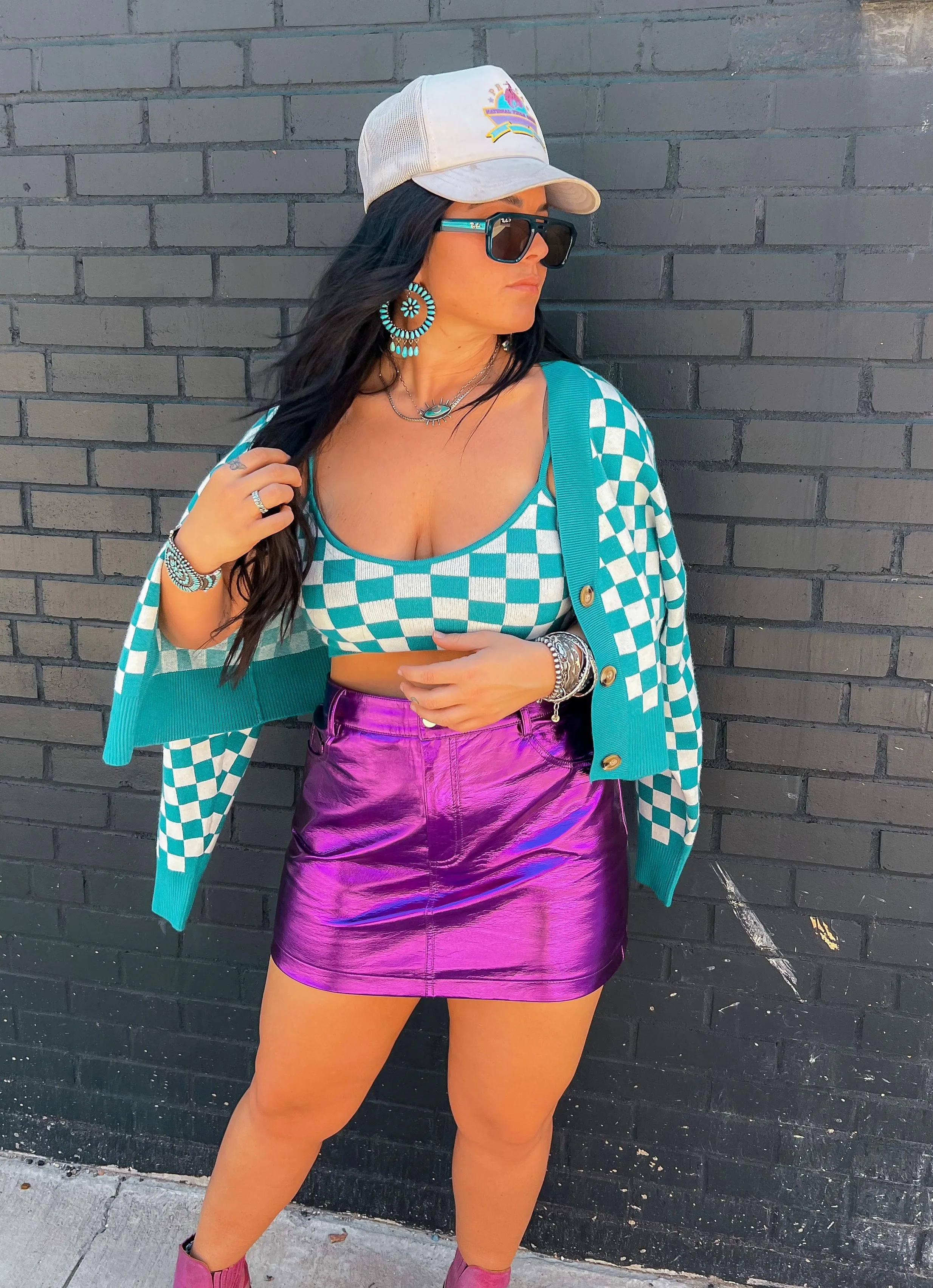 Milena Faux Leather Metallic Mini Skirt