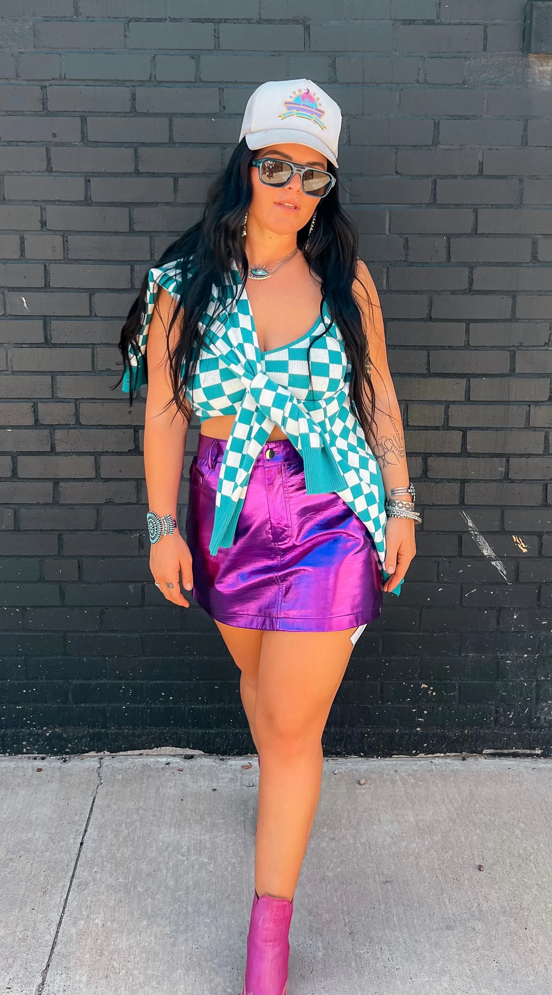 Milena Faux Leather Metallic Mini Skirt
