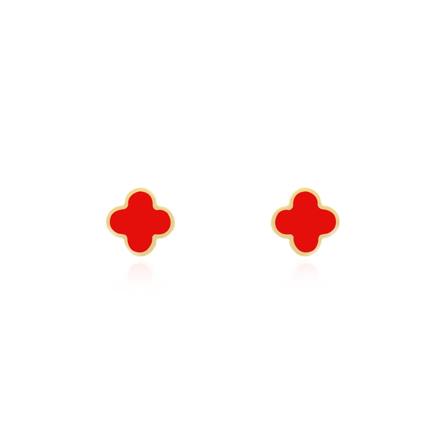 Mini Coral Clover Stud Earrings