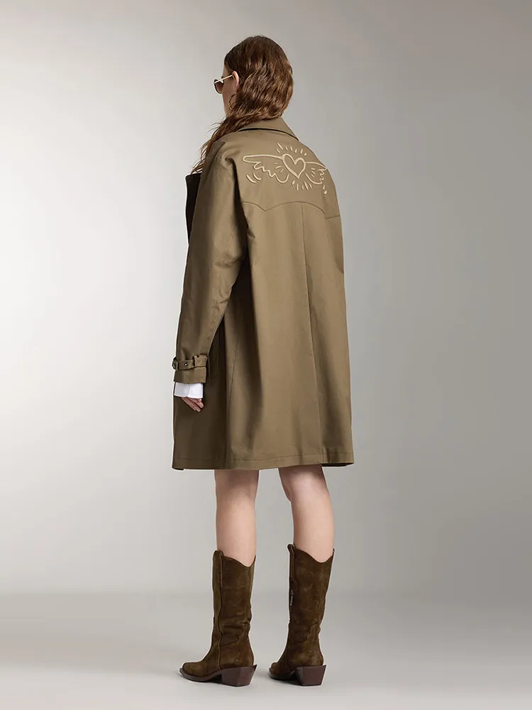Miss Sixty X Keith Haring Capsule Collection Army Green Trench Coat